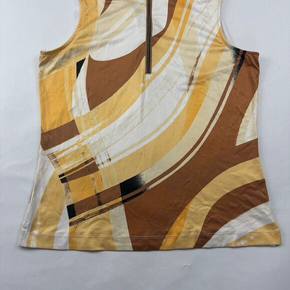 Tail Multicolor Sleeveless Golf Polo Tank 1/4 Zip Neck Yellow Brown Stretch Sz M - Picture 5 of 10